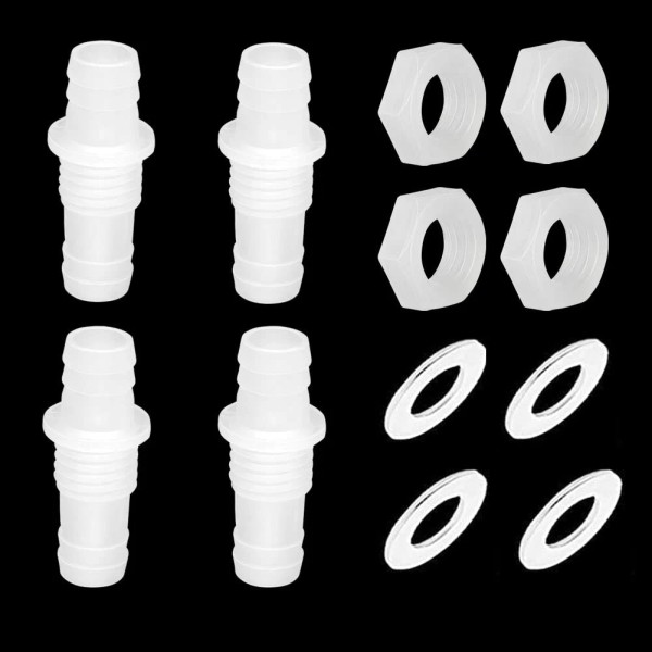Feelers 1/2" Hose Barb Thru-Bulk Bulkhead Fitting Hex Barbed Fitting