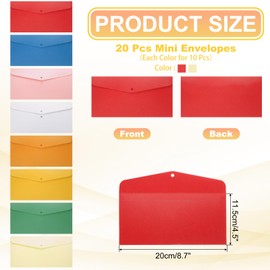 sourcing map 20 Pack Greeting Card Envelopes with Ribbon Bow Tiny Items Storage Vintage Cute Present Card Holder for Wedding Greeting Party Postcards, Light Gold/Red 8" x 4"