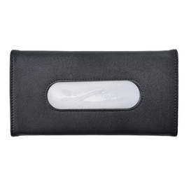 lifactlab. Car Tissue Case, Sun Visor Mounted, Hook, Mask Compatible, Thin, Tissue Holder, Leatherette (Beige) (Black)