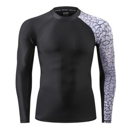 HUGE SPORTS Men's Splice UV Sun Protection UPF 50+ Skins Rash Guard (L, Chapped)