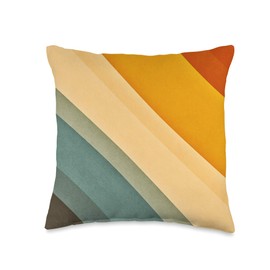 Print Fort Vintage Diagonal Stripes Cool Colorful Retro Throw Pillow, 16x16, Multicolor