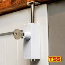 TSS White Multi-Purpose Door Bolt with 2 Keys. Security Bolts for Various Door Types. Supplied with Fixtures and Fittings. Universal Door Lock, 130 x 30 x 30mm (Keyed Differ (Locks On Different Keys))