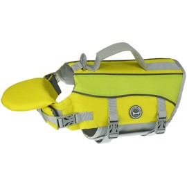 VIVAGLORY Dog Life Jacket with Removable Front Float, Life Vest with Reflective Trims & Extra Padding for Swimming & Boating, Yellow Grey, M