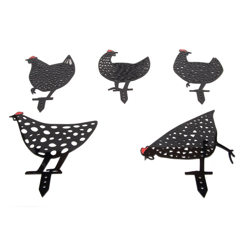 5Pcs Rooster Silhouette Acrylic Hollowed Assorted Style Rich Details Black