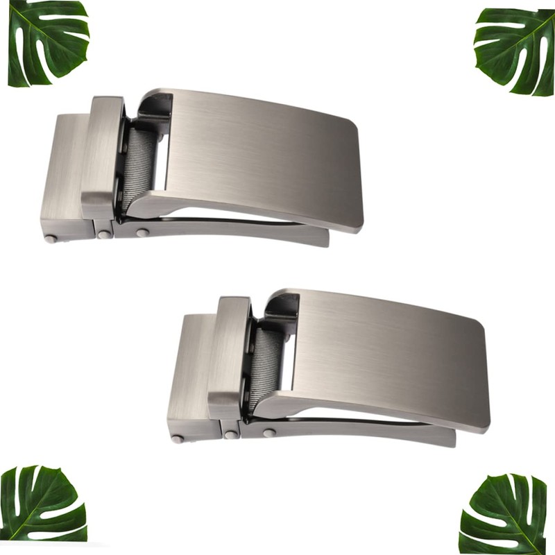 KONTONTY 2pcs Men's Alloy Automatic Buckle Ratchet Belt Buckles for