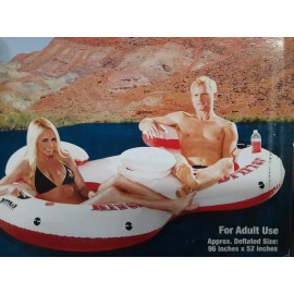 Pittman Outdoors 2 Person River Drifter Deluxe Float Tube with Cooler Lake Cabin Lazy River Pool
