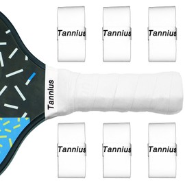 Pickleball Paddle Grip Tape, 6 Pack Precut Dry Feel Pickleball Grips, Absorbent and Enhanced Pickleball Paddle Overgrip (6-Pack White)