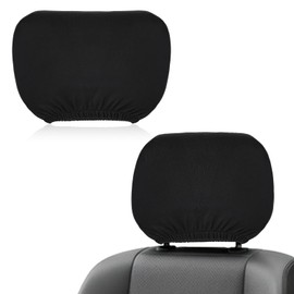 Tweruna 2Pcs Satin Headrest Cover, Adjustable Anti-Dirty Satin Car Head Rest Covers Set, Washable, Reusable, and Flexible Headrests Protector, Universal for Most Cars (Black)