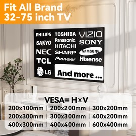 EZISE Studless TV Wall Mount for 32-75 inch TVs, No Stud Drywall TV Bracket Holds up to 150 lbs, Low Profile, No Drill, Easy to Install for Bedroom Living Room, Bubble Level Included