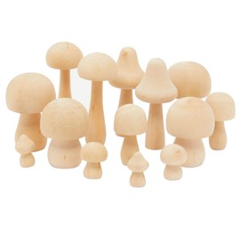 Bright Creations Mini Wooden Mushrooms to Paint, Unfinished Wood Figurines for Craft Ornament (7 Sizes, 14 Pack)