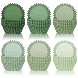 Whaline 300Pcs Sage Green Cupcake Liners Gradient Green Baking Cups Wedding Shower Standard Muffin Cupcake Wrappers For Party Supplies