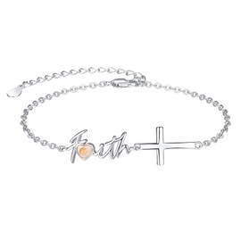 Dreamboat Sterling Silver Cross Bracelet for Women Heart Mustard Seed Bracelet Faith Bracelet Christian Catholic Confirmation Religious Jewelry for Mom