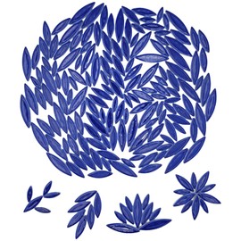 Leaf Petal Ceramic Mosaic Tiles for Crafts, 500g Irregular Mosaic Pieces, Petal Mosaic Tiles DIY Mosaic Making Stones for Craft Hobby Arts Wall Decoration (Royal Blue)