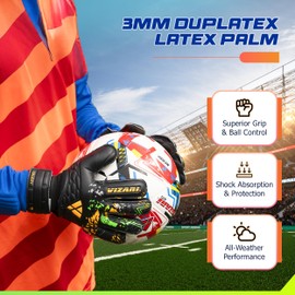 Vizari Kids Training Goalkeeper Gloves - Youth Soccer Goalie Gloves with Finger Protection & Grip (Black/Orange, 10)