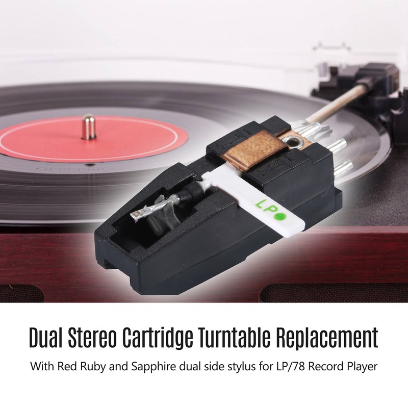 Turntable Phonograph Dual Stereo Cartridge with Red Ruby Sapphire Dual