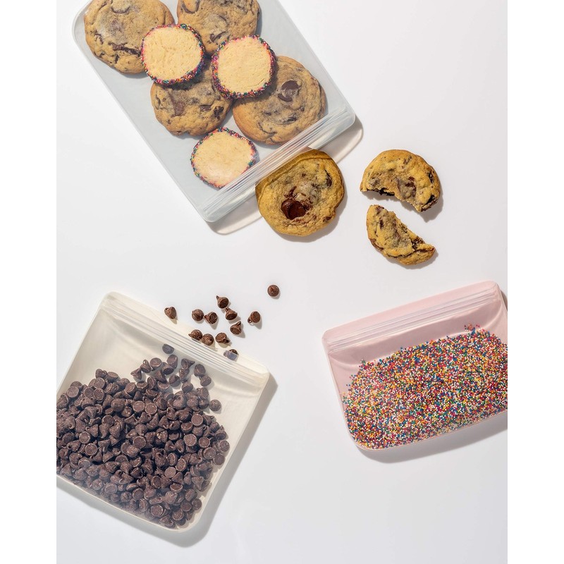 W&P Porter Silicone Reusable Storage Bag, Sandwich (10oz Flat), Charcoal,