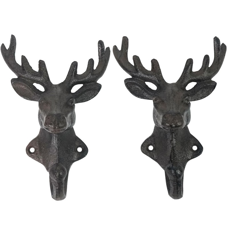 DreamsEden Cast Iron Deer Wall Hook, Heavy Duty Deer Head