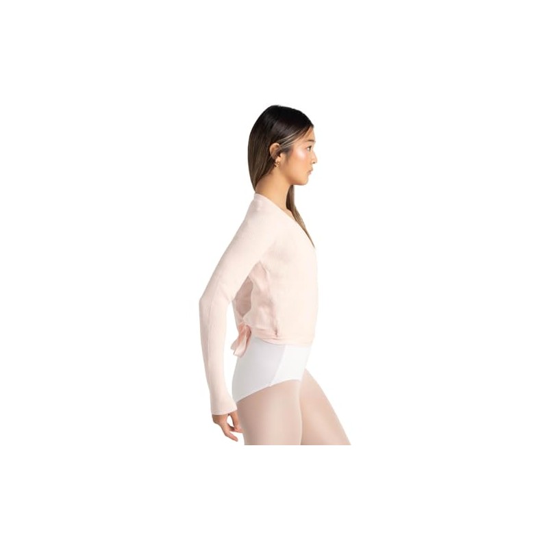 Capezio Women's Ribbed Knit Wrap Sweater Jumper, Rose, XL