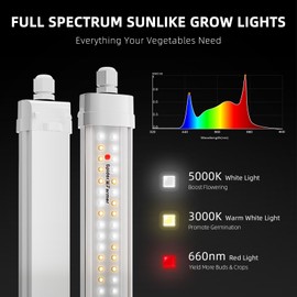 Spider Farmer Glow80 LED Grow Lights, 3.6ft Sunlike Full Spectrum Waterproof Plant Growing Lamp Linkable for Indoor Plant Shelves Seedling Veg Flower Hydroponic Greenhouse