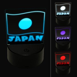 Sniggle Sloth Japan with Waving Flag Cute 3D Illusion LED Night Light Sign Nightstand Desk Lamp