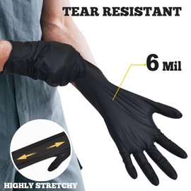 TitanFlex TitanFlex Disposable Nitrile Exam Gloves, 6-mil, Black, Medium 1000-ct Case, Heavy Duty Disposable Gloves, Cooking, Mechanic, Latex Free, Food Safe