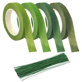 TAFACE Pack of 4 Flower Ribbon with 30 Pieces 2 mm x 30 cm Flower Thread, Flower Wrap Ribbon, Flower Art Accessories, Many Colours Available