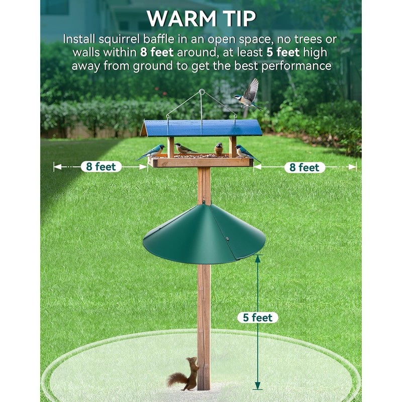 Qualirey 1 Pack 21.5 Inch Metal Squirrel Proof Baffle for