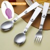 3 PCS Foldable Stainless Steel Spoons Fork with Case Portable