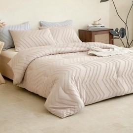 brelixan Full Size Comforter Set - Khaki Boho 3-Piece Bedding, Soft & Warm, Lightweight, Hypoallergenic, Machine Washable, Seasons, Farmhouse Bohemian Style