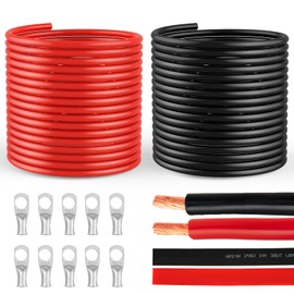 6 Gauge Wire 6 Awg Wire 5FT Black + 5FT Red, 6 Gauge Battery Cable 6 Gauge Marine Wire, 6 Gauge Copper Welding Cable Standard with Wire Lugs Terminal Connectors and Heat Shrink Tube