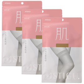 Atsugi Stockings ASTIGU [Skin] Stockings Natural Skin Feeling Above Knee Length <3 Pair Set> Women's Nude Beige 8.7 - 9.8 inches (22.0 - 25.0 cm), nude beige