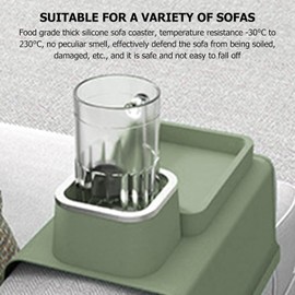 Acouto Bandeja para Portavasos para sofá, Ergonómica, Multifunción, de Silicona, para Brazo de sofá, con Base Antideslizante, Bandeja para Apoyabrazos de sofá para Oficina, Color Negro,