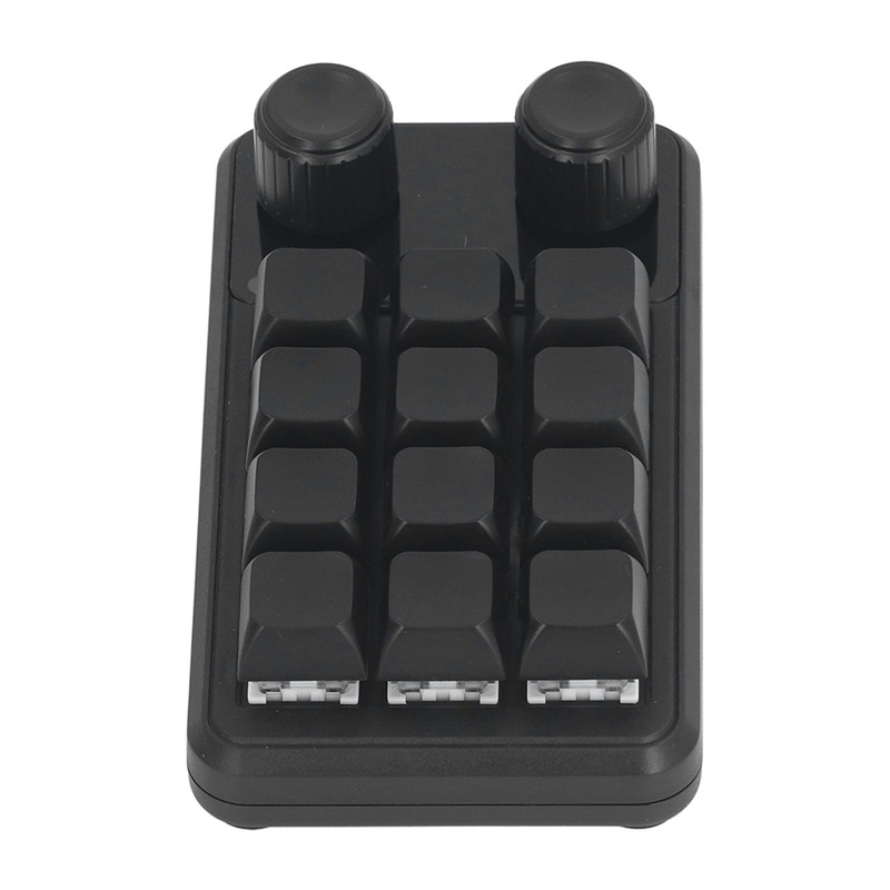 Mini Gaming Keypad 12 Keys 2 Knobs Blue Switch Black