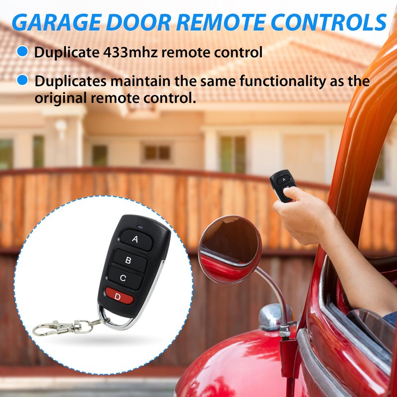 Pack of 4 Universal Garage Door Remote Controls 433 MHz
