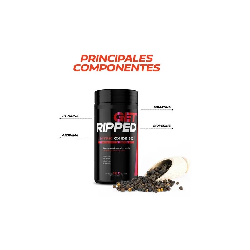 Óxido Nítrico 3x 120 Capsulas Arginina Citrulina Get Ripped Sabor