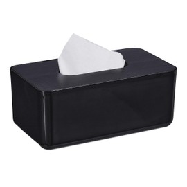 Relaxdays Tissue Box with Lid for Bathroom, Tissue Box, Modern Design, H x W x D: 10 x 23 x 13 cm, Plastic, Black