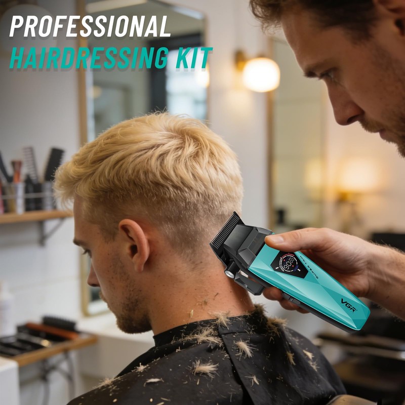VGR 877S2 Cordless Barber Clipper Trimmer Set with 9000 RPM,