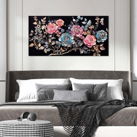 CPKATMT Flower Pictures Wall Decor Living Room Colorful Canvas Wall Art for Office Modern Prints Decor Bedroom Women Size 20" x 40"