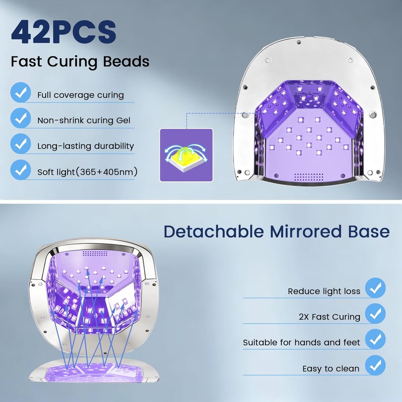 Ayshone Professional Rechargeable 96W UV LED Nail Lamp, Cordless UV