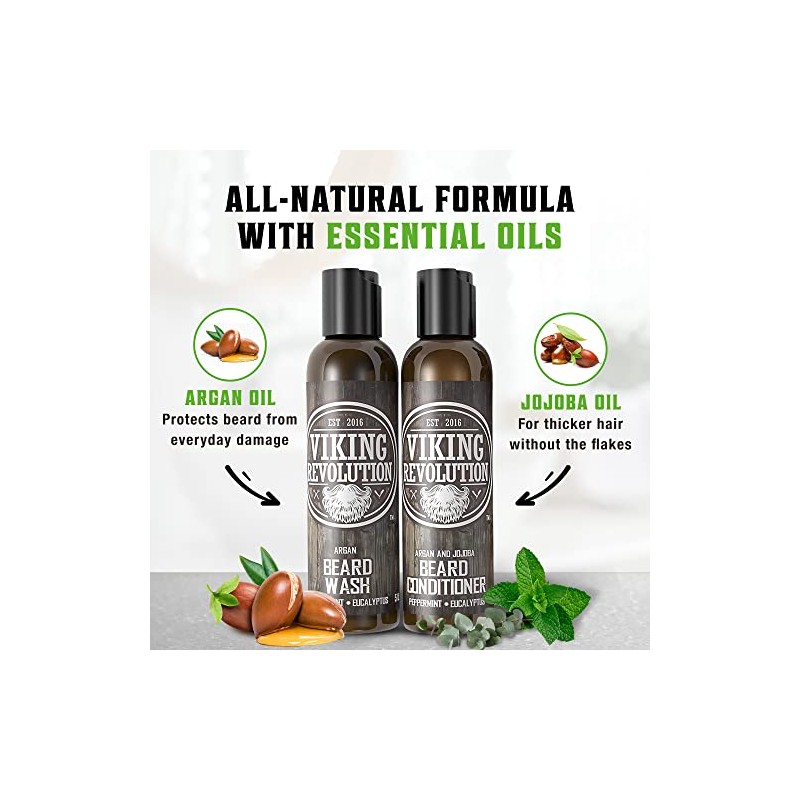 BEST DEAL Beard Wash & Beard Conditioner Set w/ Argan