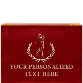 Crown Awards Golf Swing Female Wreath Rosewood Humidor Gift, Customize with Your Own Text Engraving Prime