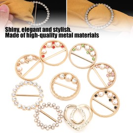 Zerodis Clip de Bufanda de Diamantes de Imitación Clips de Camiseta Elegante Hebilla 9 Piezas Clips de Bufanda Anillo Camisa Simplista Corbatas Clips Broche de Anillo para Mujer