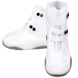 SULPO Waterproof Shoe Covers - Non-Slip Shoe Covers - Reusable Overshoes - Reusable Shoe Covers - Rain Cover Shoes - Rain Cover Shoes - Bicycle Rain Cover, White