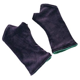GURU SHOP Velvet Fabric Hand Warmers, Reversible Cuffs, Men/Women, Black, Cotton, Size: One Size, Plum/Petrol
