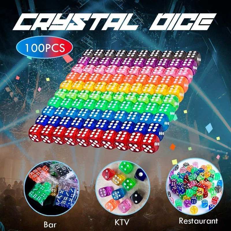 100 Pieces Six-Sided Dice Set, Colours Dice Set, Dice Games,