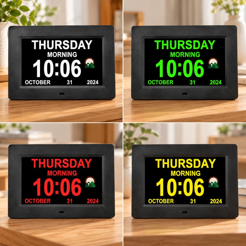 7-Inch Digital Calendar Clock for Seniors – Large Day &