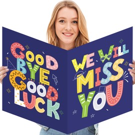 Yoqipati We Will Miss You Card, Jumbo Farewell Card with Envelope Goodbye Good Luck Retirement Card Guest Book for Coworkers, Bosses, and Friends Going Away Party(14x22inch)