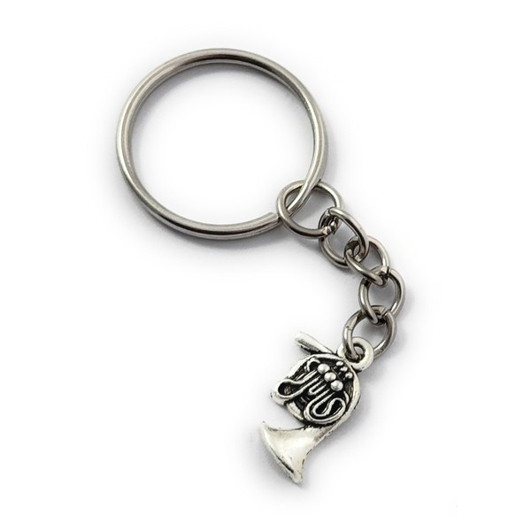 FizzyButton Gifts French Horn Charm Key Ring Keyring with Silver