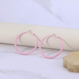 Colorful Hoop Earrings for Women 80s Hoop Earrings Neon Hoops Earring Colorful Matte Large Round Loop Earring 80s 90s Neon Jewelry for Women Accessories (pink)