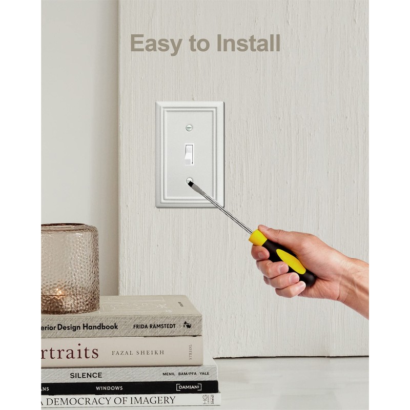 ZILLSEA 4-Pack Single Toggle Wall Plate, Metal Light Switch Cover,